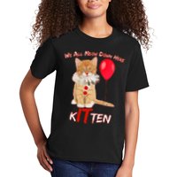 Scary We All Meow Down Here Clown Cat Kitten Kids T-Shirt