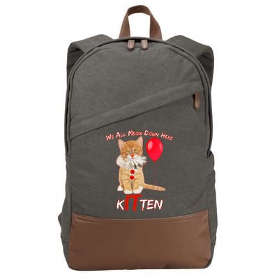 Scary We All Meow Down Here Clown Cat Kitten Cotton Canvas Backpack