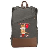 Scary We All Meow Down Here Clown Cat Kitten Cotton Canvas Backpack