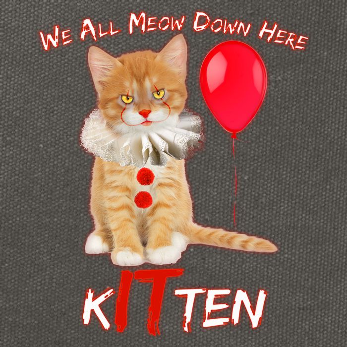 Scary We All Meow Down Here Clown Cat Kitten Cotton Canvas Backpack