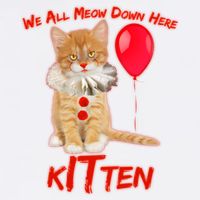 Scary We All Meow Down Here Clown Cat Kitten Garment-Dyed Sweatshirt