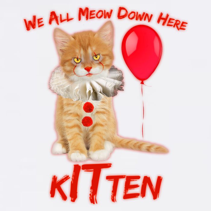 Scary We All Meow Down Here Clown Cat Kitten Garment-Dyed Sweatshirt