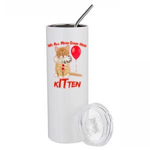 Scary We All Meow Down Here Clown Cat Kitten Stainless Steel Tumbler