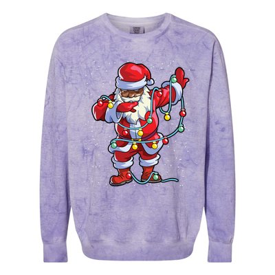 Santa Claus Black Christmas Afro African American Xmas Colorblast Crewneck Sweatshirt