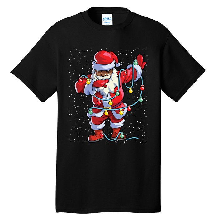 Santa Claus Black Christmas Afro African American Xmas Tall T-Shirt