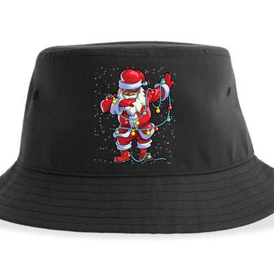 Santa Claus Black Christmas Afro African American Xmas Sustainable Bucket Hat