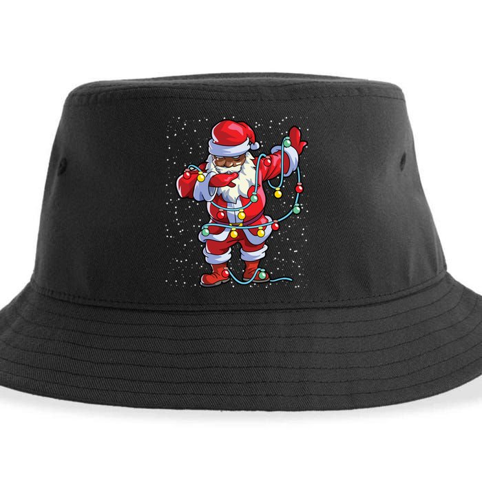 Santa Claus Black Christmas Afro African American Xmas Sustainable Bucket Hat