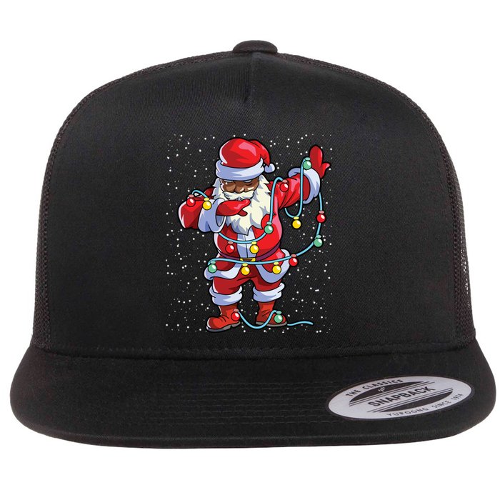 Santa Claus Black Christmas Afro African American Xmas Flat Bill Trucker Hat