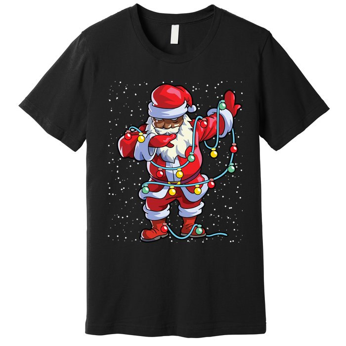 Santa Claus Black Christmas Afro African American Xmas Premium T-Shirt