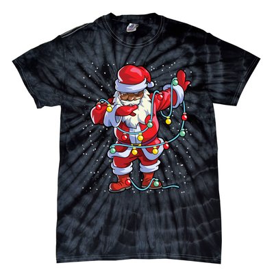 Santa Claus Black Christmas Afro African American Xmas Tie-Dye T-Shirt