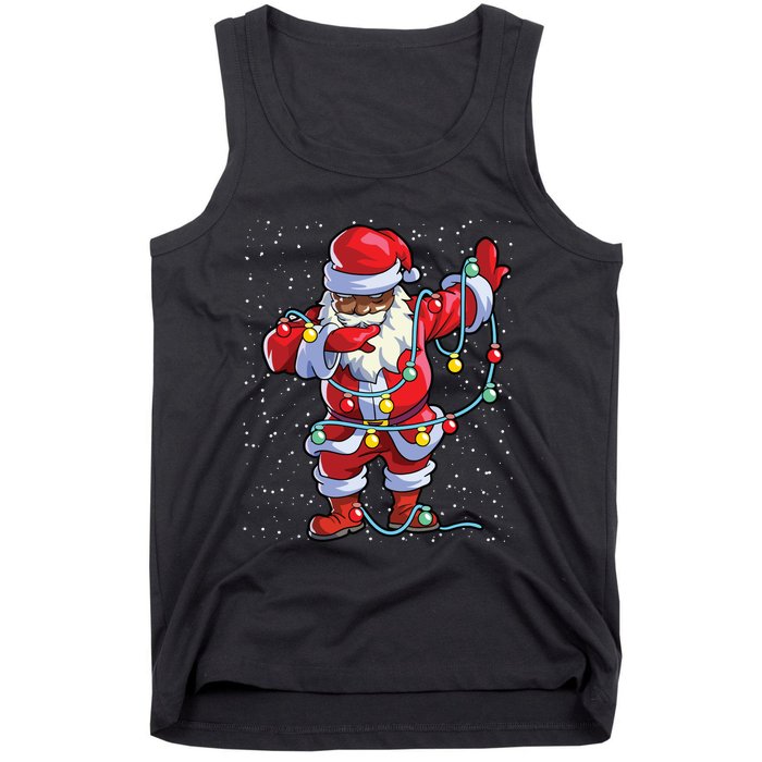 Santa Claus Black Christmas Afro African American Xmas Tank Top