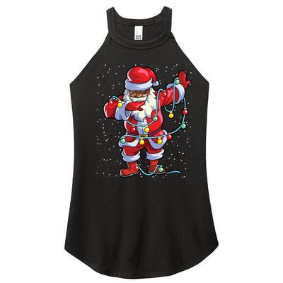 Santa Claus Black Christmas Afro African American Xmas Women’s Perfect Tri Rocker Tank