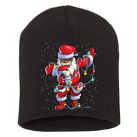 Santa Claus Black Christmas Afro African American Xmas Short Acrylic Beanie