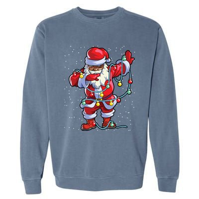 Santa Claus Black Christmas Afro African American Xmas Garment-Dyed Sweatshirt