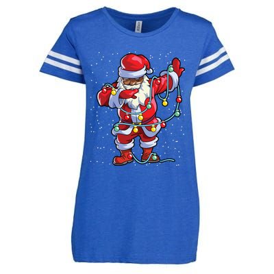 Santa Claus Black Christmas Afro African American Xmas Enza Ladies Jersey Football T-Shirt