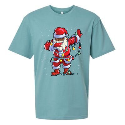 Santa Claus Black Christmas Afro African American Xmas Sueded Cloud Jersey T-Shirt