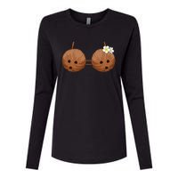 Summer Coconut Bra Halloween Costume Hawaii Aloha Beach Womens Cotton Relaxed Long Sleeve T-Shirt