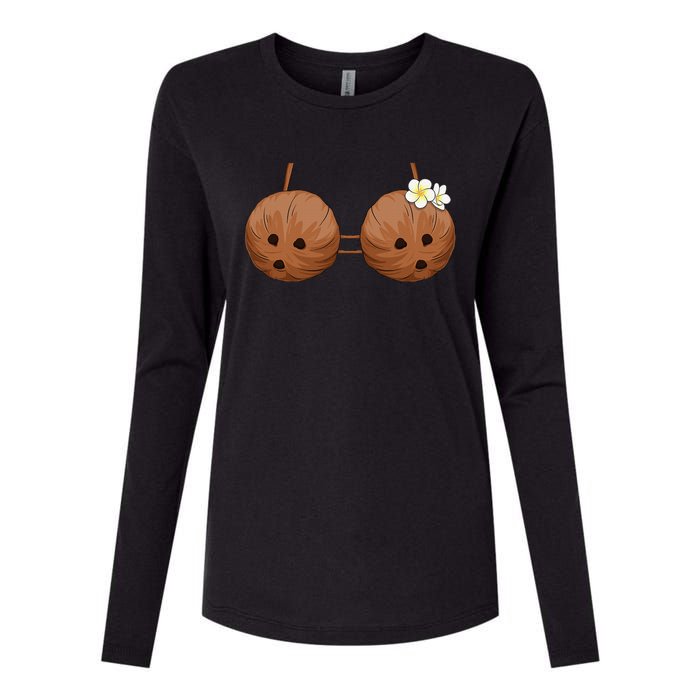 Summer Coconut Bra Halloween Costume Hawaii Aloha Beach Womens Cotton Relaxed Long Sleeve T-Shirt