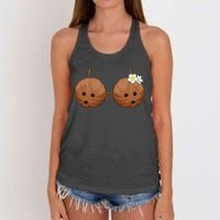 Summer Coconut Bra Halloween Costume Hawaii Aloha Beach Women's Knotted Racerback Tank