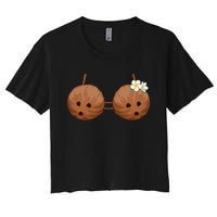 Summer Coconut Bra Halloween Costume Hawaii Aloha Beach Women's Crop Top Tee