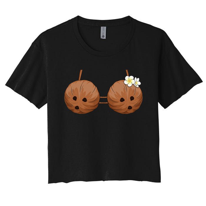 Summer Coconut Bra Halloween Costume Hawaii Aloha Beach Women's Crop Top Tee