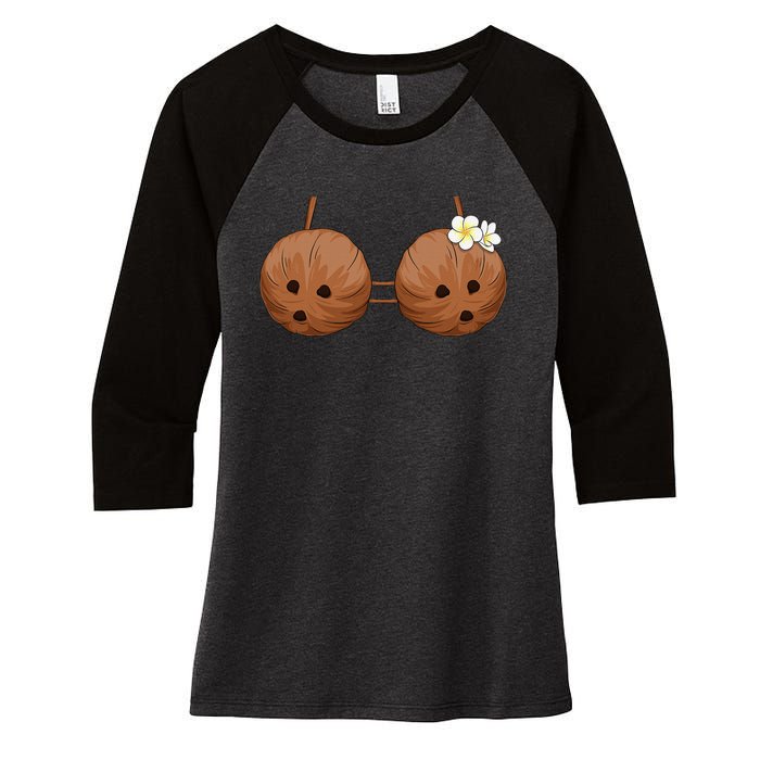 Summer Coconut Bra Halloween Costume Hawaii Aloha Beach Women's Tri-Blend 3/4-Sleeve Raglan Shirt