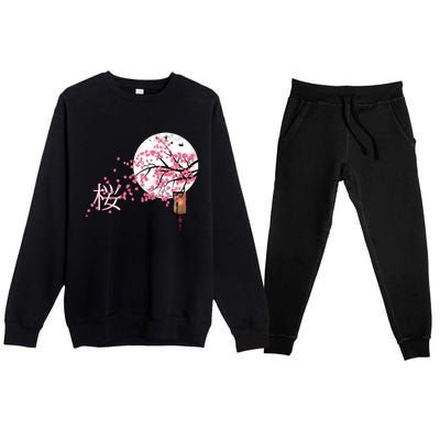 Sakura 桜 Cherry Blossom Japanese Graphical Art Flower Cool Gift Premium Crewneck Sweatsuit Set