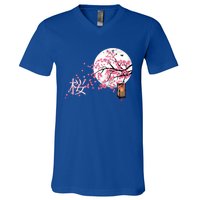 Sakura 桜 Cherry Blossom Japanese Graphical Art Flower Cool Gift V-Neck T-Shirt