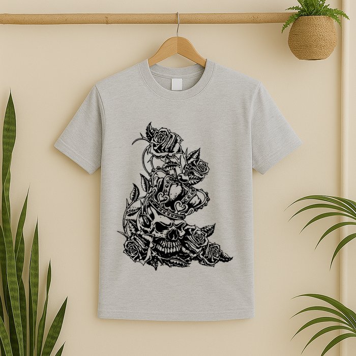 Skull Crown Biker Skull Gothic Heavy Metal T-Shirt