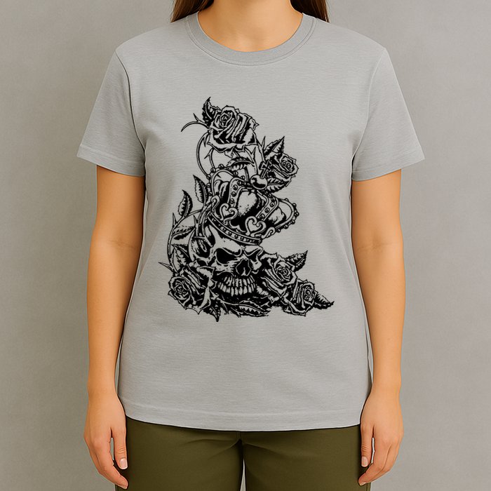 Skull Crown Biker Skull Gothic Heavy Metal T-Shirt