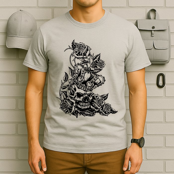 Skull Crown Biker Skull Gothic Heavy Metal T-Shirt