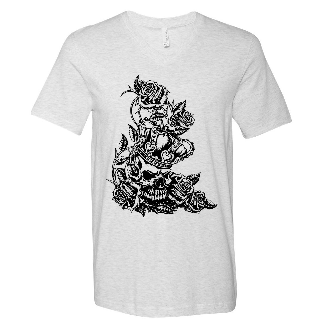Skull Crown Biker Skull Gothic Heavy Metal V-Neck T-Shirt