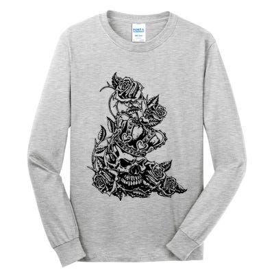 Skull Crown Biker Skull Gothic Heavy Metal Tall Long Sleeve T-Shirt