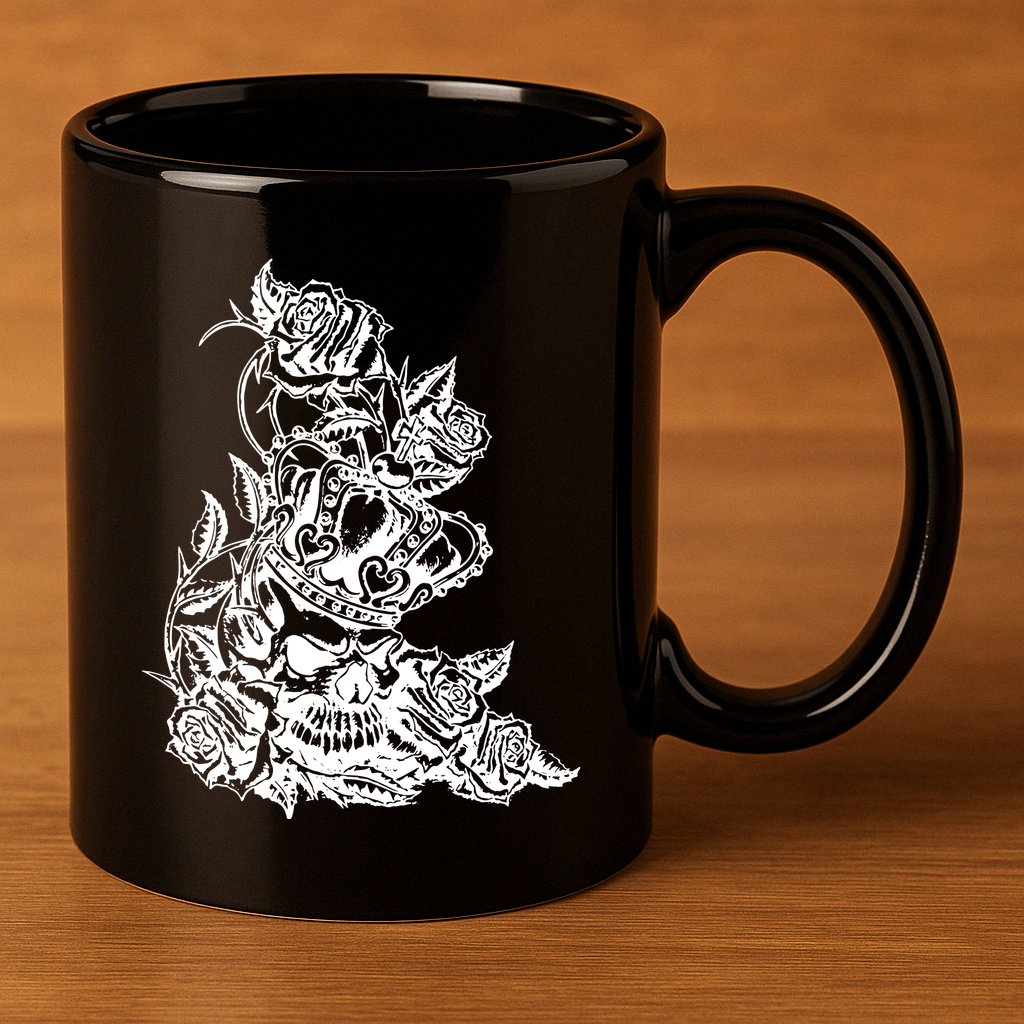Skull Crown Biker Skull Gothic Heavy Metal 11oz C Handle Ceramic Mug