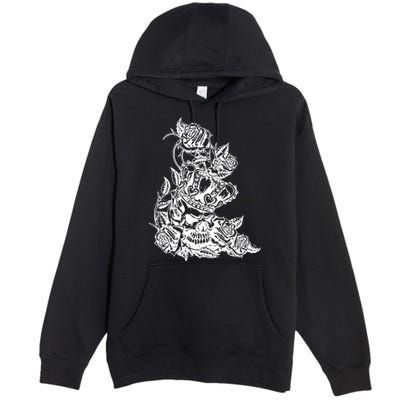 Skull Crown Biker Skull Gothic Heavy Metal Premium Pullover Hoodie