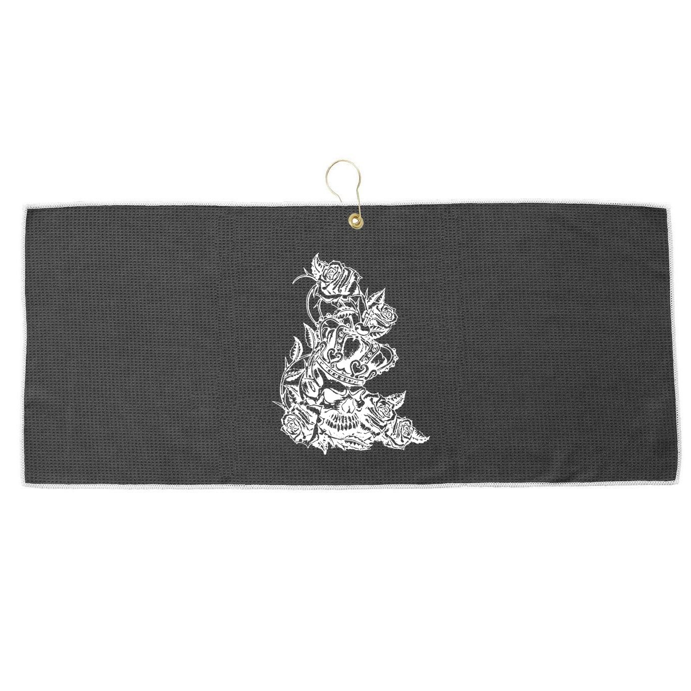 Skull Crown Biker Skull Gothic Heavy Metal Large Microfiber Waffle Golf Towel