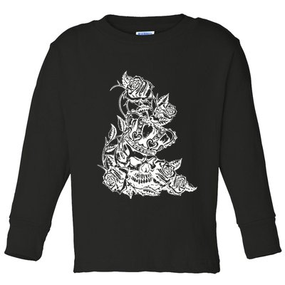 Skull Crown Biker Skull Gothic Heavy Metal Toddler Long Sleeve Shirt