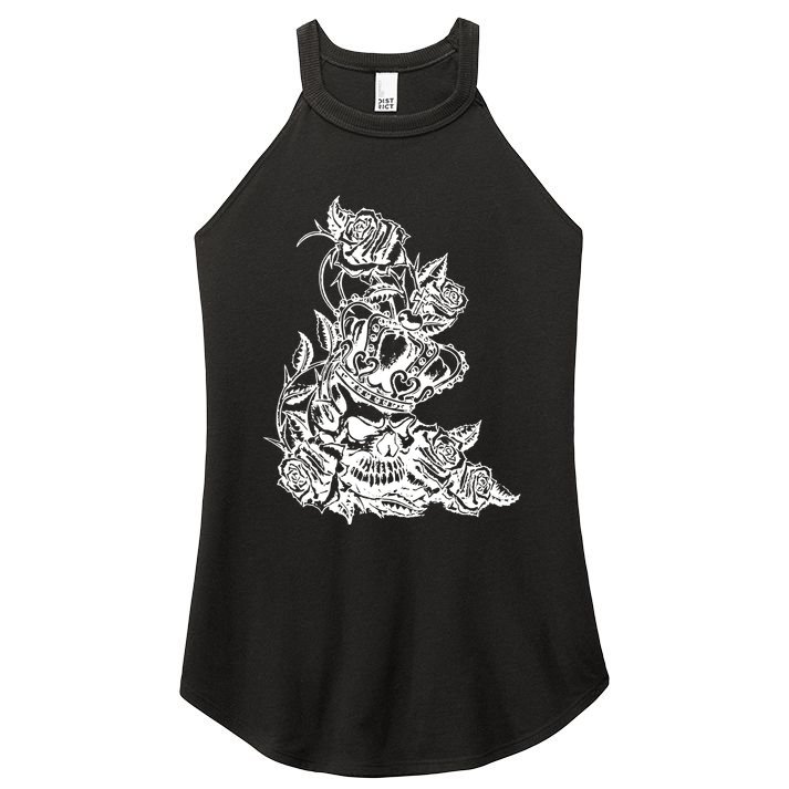 Skull Crown Biker Skull Gothic Heavy Metal Women's Perfect Tri Rocker Tank