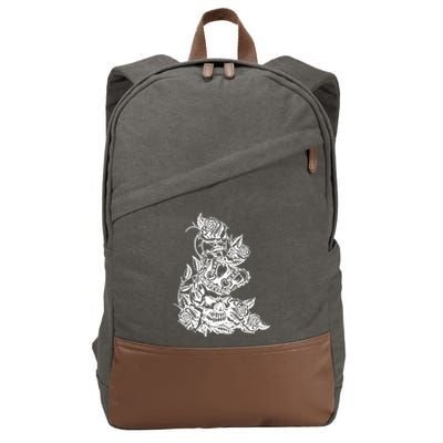 Skull Crown Biker Skull Gothic Heavy Metal Cotton Canvas Backpack