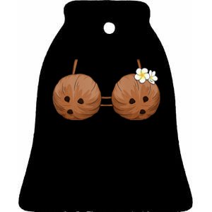 Summer Coconut Bra Halloween Costume Hawaii Aloha Beach Ceramic Bell Ornament