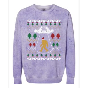 Santa Claus Bigfoot Ufo Sasquatch Ugly Christmas Sweater Colorblast Crewneck Sweatshirt