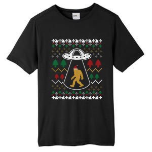 Santa Claus Bigfoot Ufo Sasquatch Ugly Christmas Sweater Tall Fusion ChromaSoft Performance T-Shirt