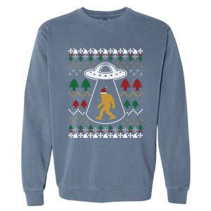 Santa Claus Bigfoot Ufo Sasquatch Ugly Christmas Sweater Garment-Dyed Sweatshirt