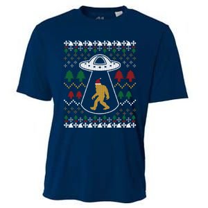 Santa Claus Bigfoot Ufo Sasquatch Ugly Christmas Sweater Cooling Performance Crew T-Shirt