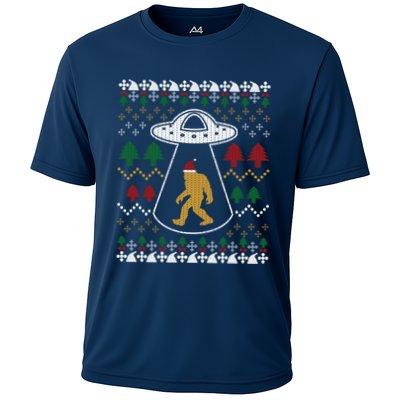 Santa Claus Bigfoot Ufo Sasquatch Ugly Christmas Sweater Performance Shirt