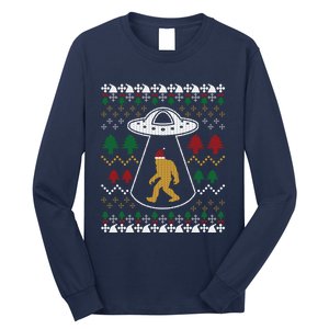 Santa Claus Bigfoot Ufo Sasquatch Ugly Christmas Sweater Long Sleeve Shirt