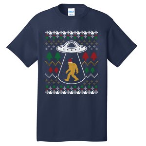 Santa Claus Bigfoot Ufo Sasquatch Ugly Christmas Sweater Tall T-Shirt