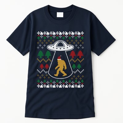 Santa Claus Bigfoot Ufo Sasquatch Ugly Christmas Sweater Tall T-Shirt