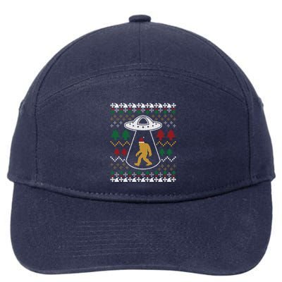 Santa Claus Bigfoot Ufo Sasquatch Ugly Christmas Sweater 7-Panel Snapback Hat