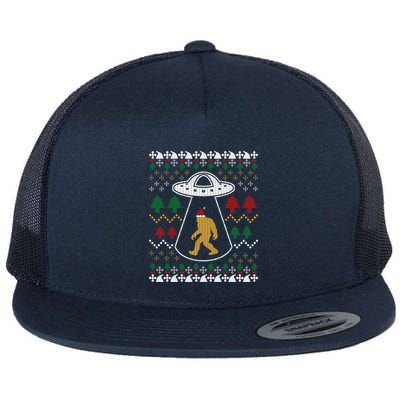 Santa Claus Bigfoot Ufo Sasquatch Ugly Christmas Sweater Flatbill Hat